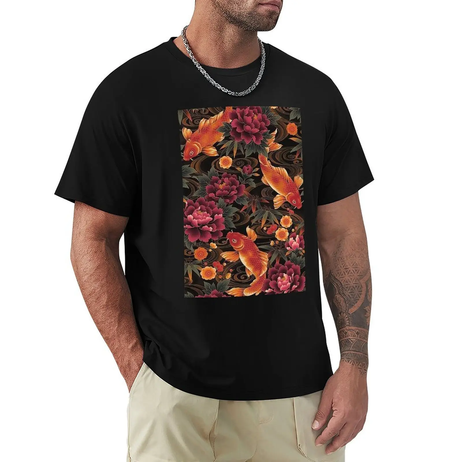 

Orange Koi Fish T-Shirt Anime t-shirt vintage graphic tee men t shirts