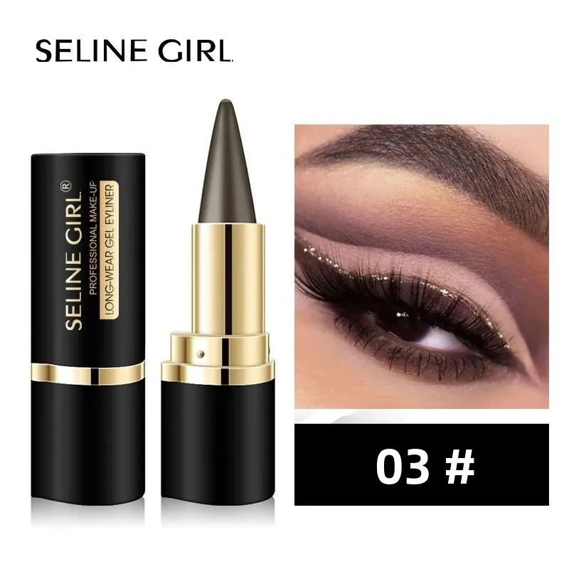 Black Waterproof Eyeliner Paste Quick-Drying Matte Finish Single-End Pen Rich Solid Color for Eyes