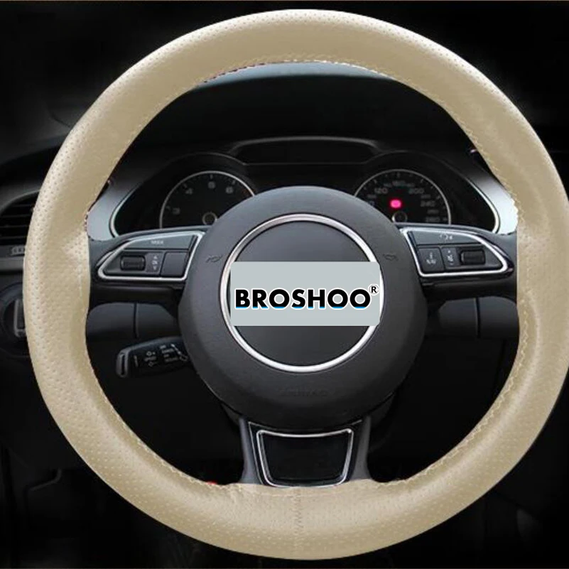 BROSHOO DIY Car Steering Wheel Cover With Needles And Thread Artificial Leather Handmade Sewing Steering Wheel Styling 1Pcs