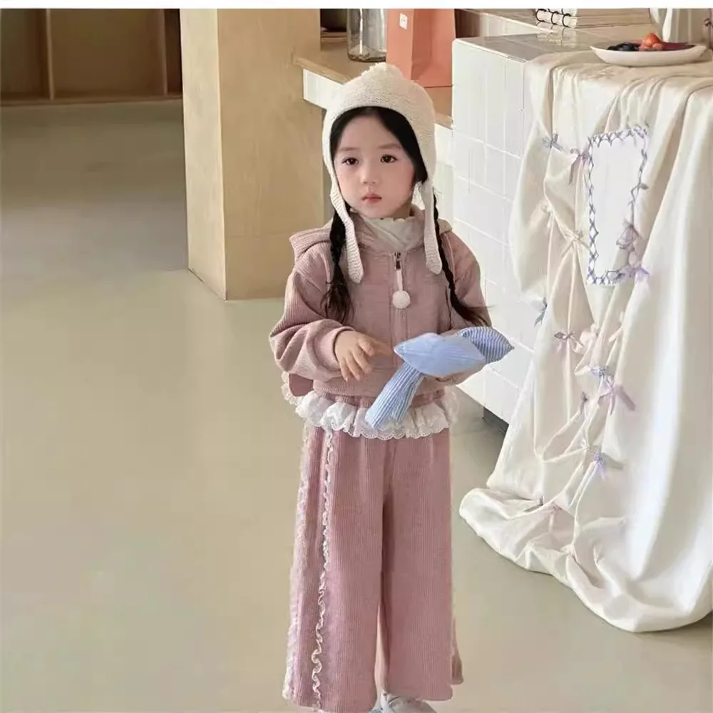 

Children's Clothing Girls Set Autumn Sweet Hooded Sweatshirt Toddler Fashion Casual Sweatpants