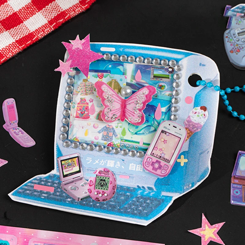 Mr.Paper 20 Blatt/Buch Y2K Retro Glitzer-Stickerbuch, Ästhetische Y2K-Themen-Aufkleber für Journal Scrapbooking DIY Deko – Detail 6