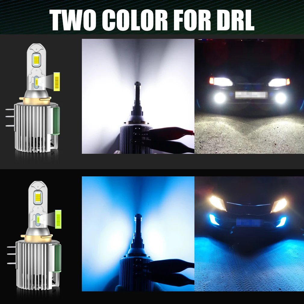 2 uds H15 bombillas LED faro de coche Luz De Carretera conducción diurna 12V 6500K lámpara blanca para automóvil Canbus para Golf 6 VW Audi BMW