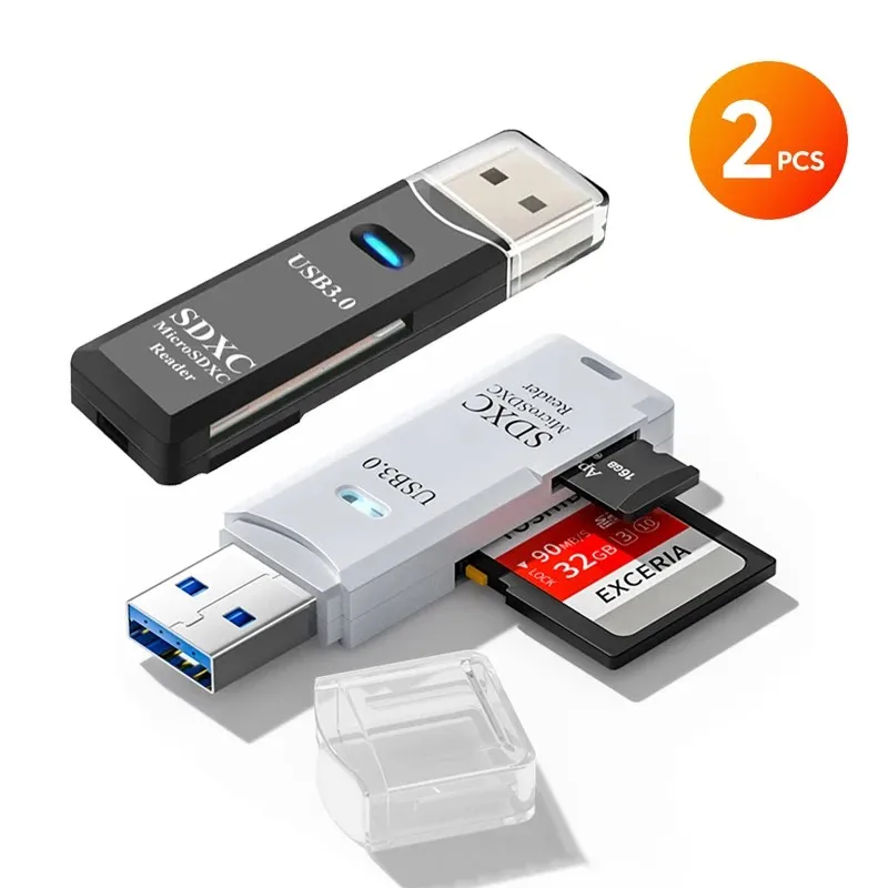 2-in-1 USB3.0/2.0 Kaartlezer USB3.0 Naar SD TF Geheugenkaartlezer USB Flash Drive Kaartlezer Adapter Voor PC Laptops Accessoires