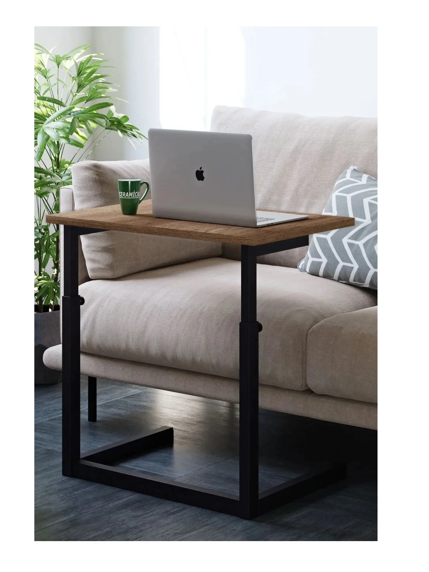 

Adjustable Laptop Stand Sacramento Oak Small Snack Couch Coffee Table Living Room Sofa & Casters