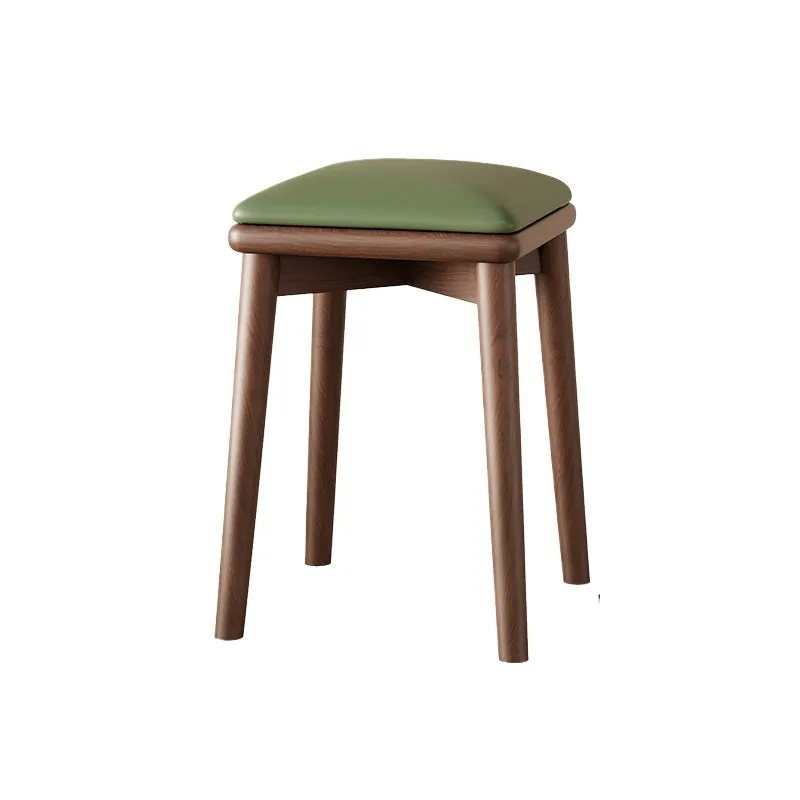 Upholstered Stackable Beech Wood Ottoman - Light Luxury Vanity Stool, Mid Century Dining Seat, Vintage Accent Bench for Home