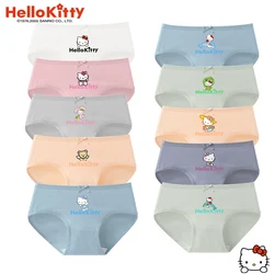 Hello Kitty Anime Cartoon Women Cute Panties Antibiosis Breathable Cotton Crotch Traceless Middle Waist Large Briefs Wholesale