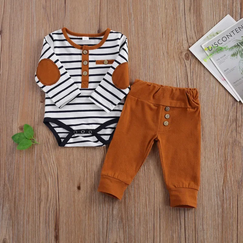 Pant Sets Baby Boy Clothes Autumn Infant Top and Bottom Sets for Children Stripe Long Sleeve Baby Groups Clothing Newborn