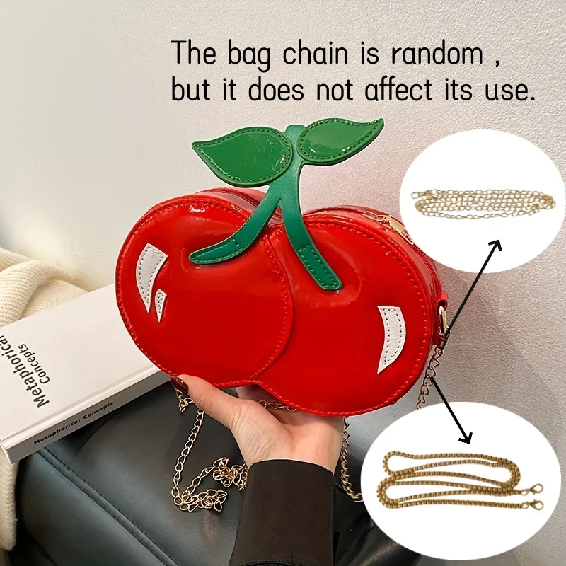 Women's Cherry Shape Shoulder Crossbody Bag Cute Personalized Chain Handbag