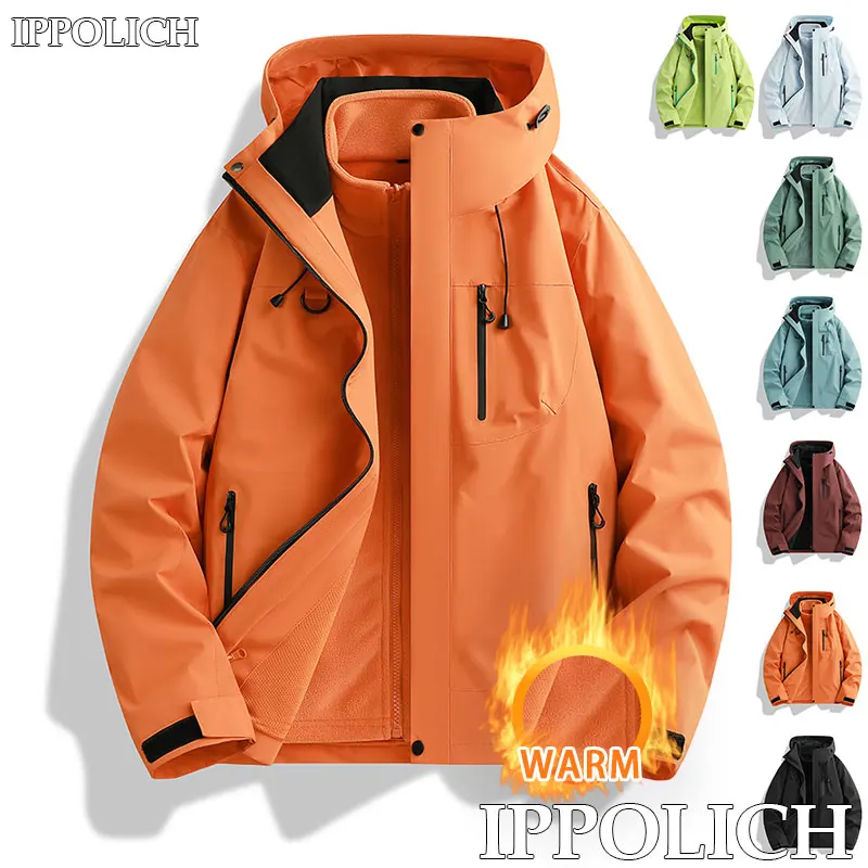 Winterjacke Outdoor 3-in-1 wasserdichter Sportmantel Laufen Unisex Kapuzen-Wanderjacke Warmer atmungsaktiver Outdoor-Paar-loser Mantel