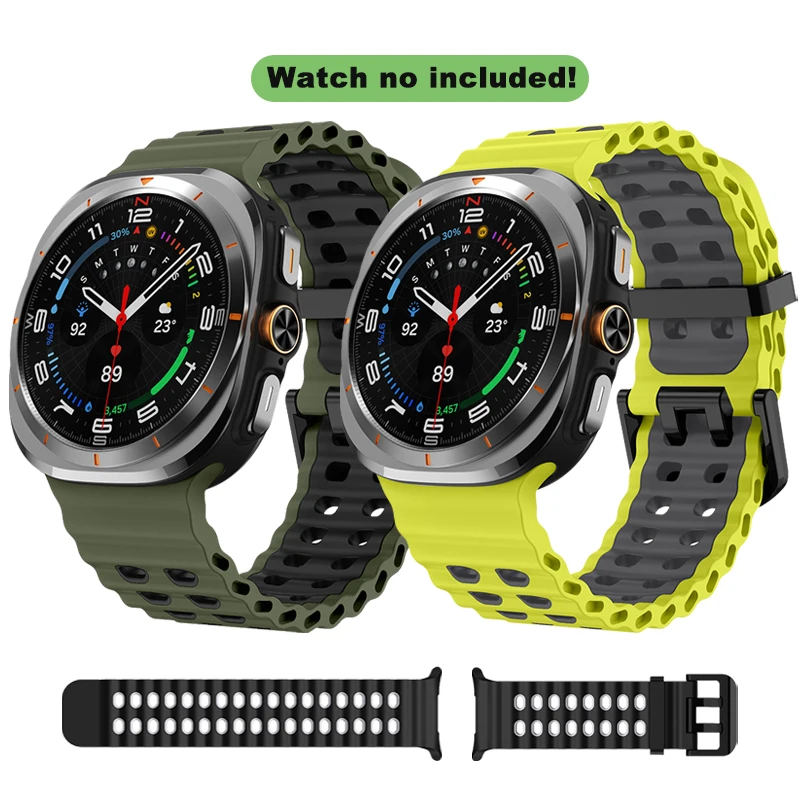 Wave Band for Samsung Galaxy Watch Ultra Two Color Silicone New Double-breasted Breathable Bands Samsung Galaxy Watch Ultra