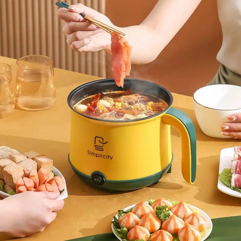 Hot Pot Electric 110V US Nonstick Cooking Pot Multifunctional Fast Cooking Mini Pot for Steak Ramen Dumpling 1-2 People Cooking