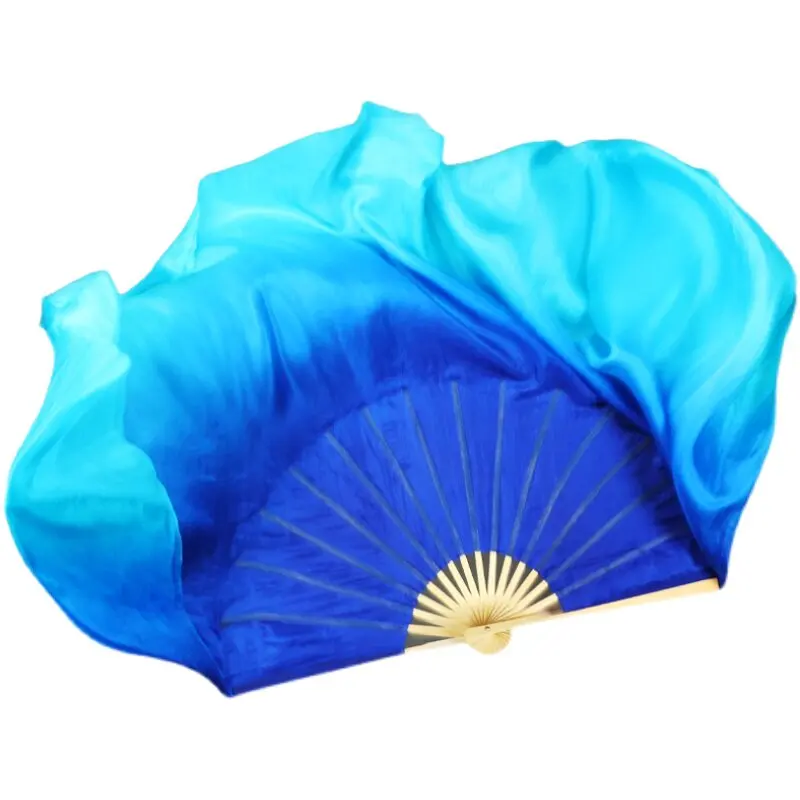 Double Side Silk Dance Fan Purple Blue Gradient Big Dancing Fan Imitation Silk Classical Chinese Style Yangge Dance Show Fans