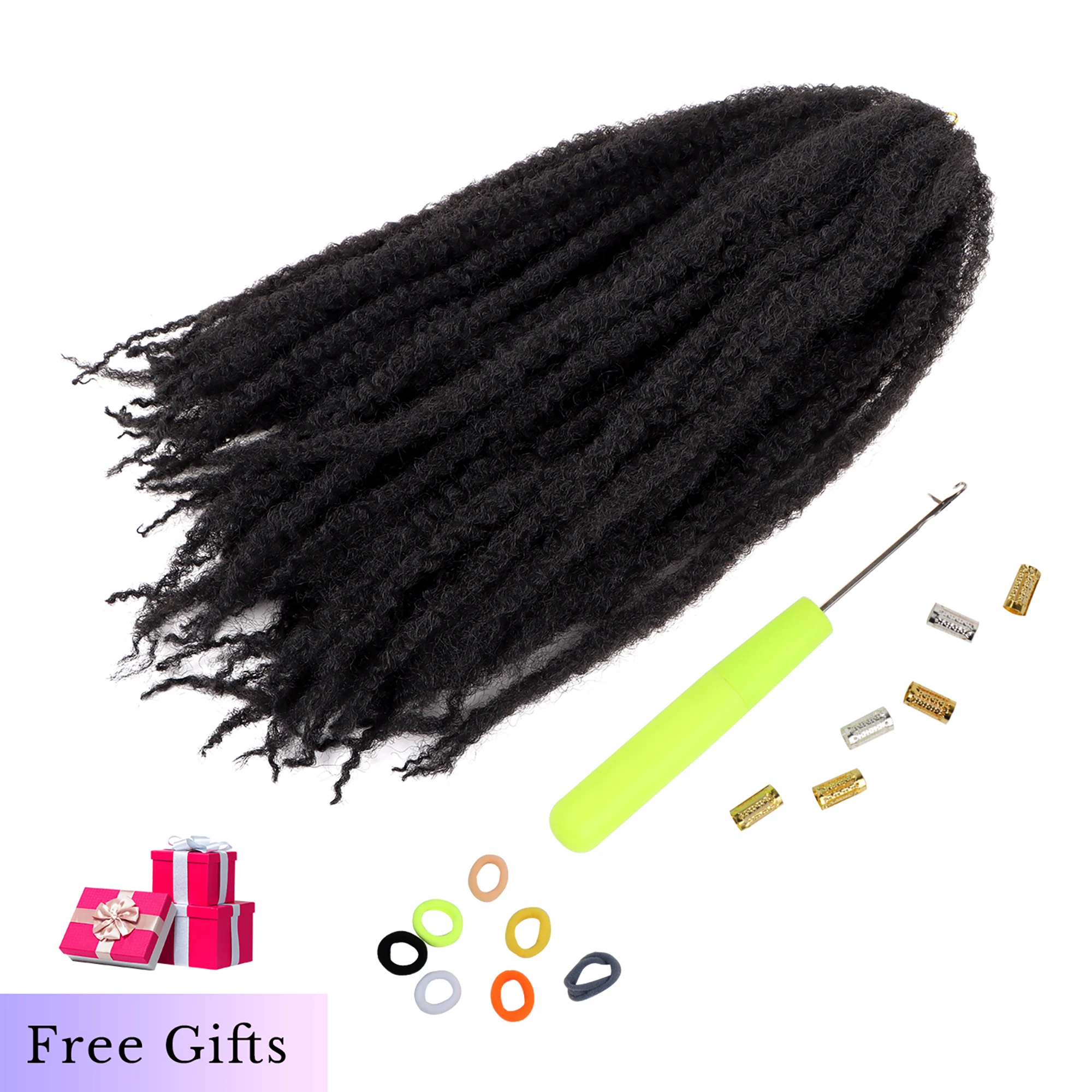 Ahwide grosir 18 inci serat sintetis Marley Braid rambut Crochet keriting Afro rambut keriting Afro kepang rambut Marley grosir