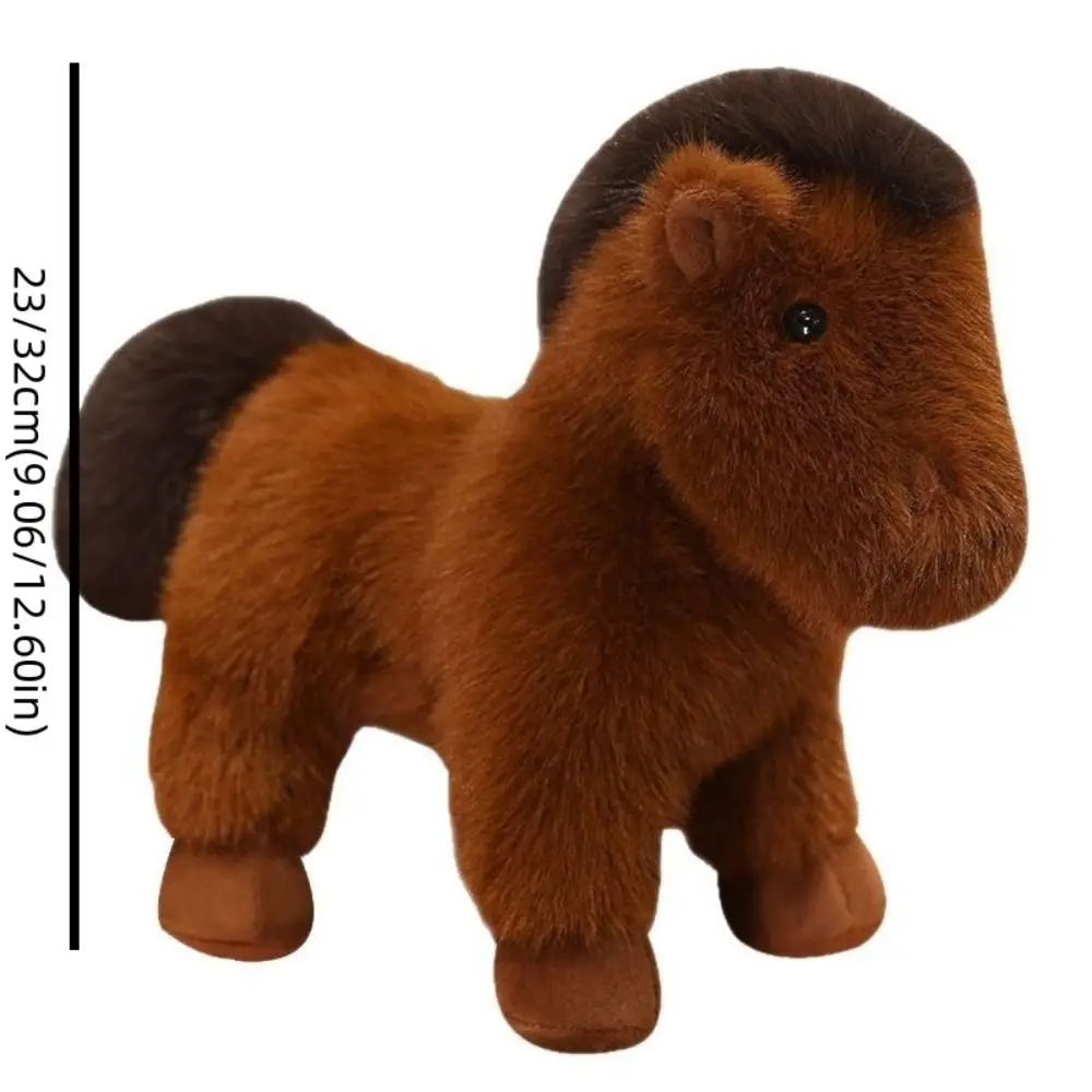 Plushie Horse Simulation Standing Foal Doll Stuffed Tail Fluffy Tail Horse Toys Soft Lovely Cartoon Horse Stuffed Gift