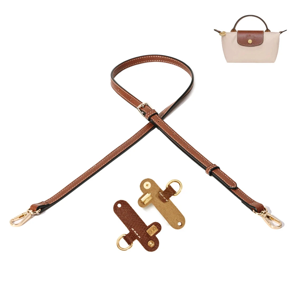 No-drill modification wide shoulder strap with genuine leather buckle, adjustable bag strap, crossbody strap, no-drill design