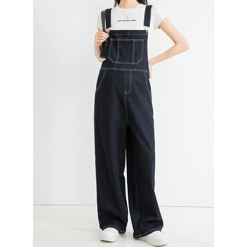 

Vintage Blue Denim Baggy Jumpsuit Women Casual Overalls Sleeveless Loose Wide Leg Rompers Straight Girl Jeans Pants Playsuit New