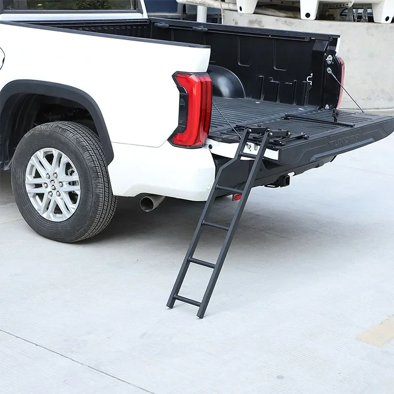 For Toyota Tundra 22-24 Aluminum Alloy Black Car Rear Tailgate Climbing Ladder Pickup Truck Step Tailgate Ladder Car Accessories