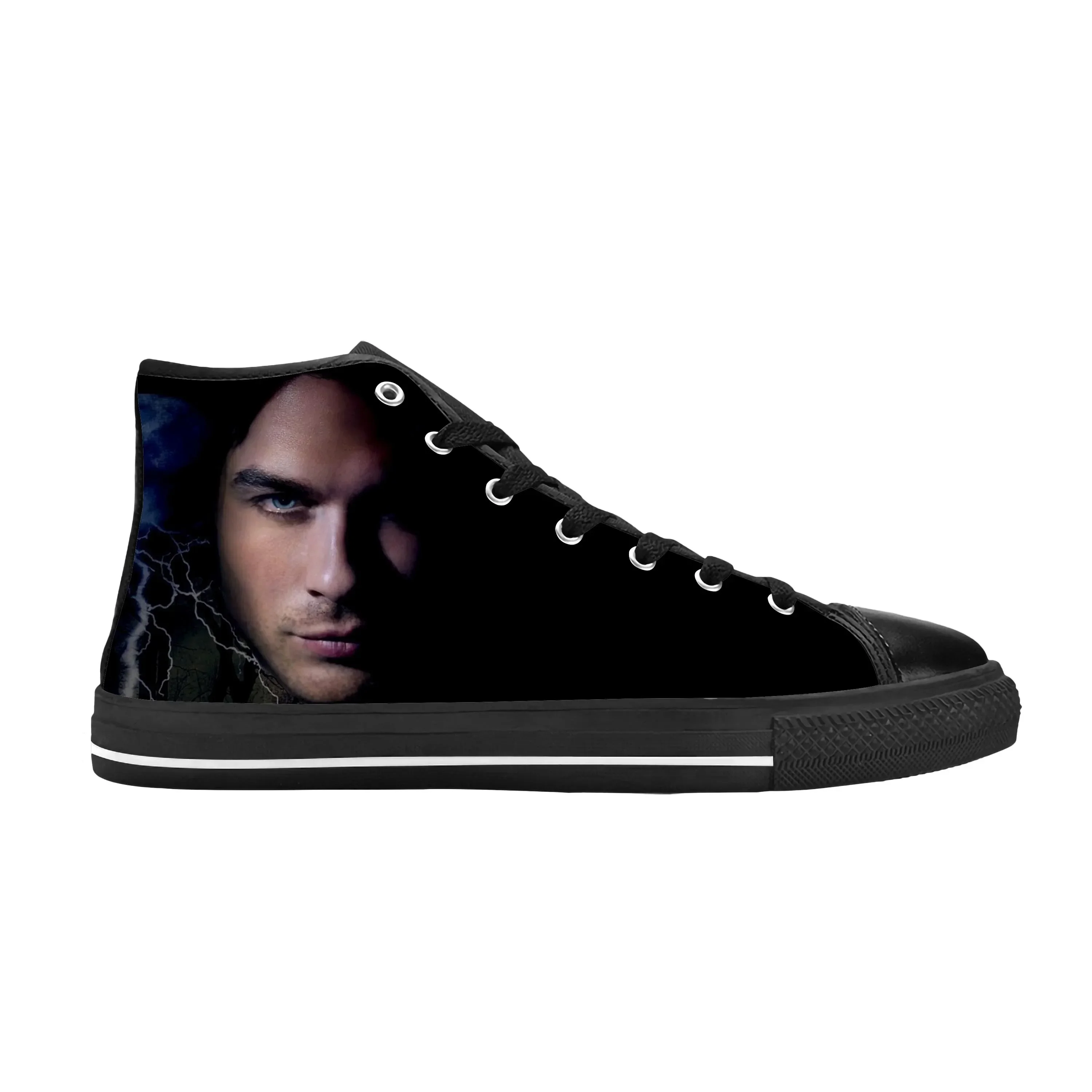 

Кроссовки The Vampire Diaries Damon Salvatore, модные повседневные тканевые кроссовки с высоким верхом, удобные дышащие кроссовки с 3D принтом для мужчин и женщин