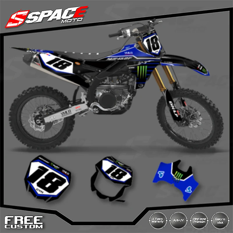 الفضاء مخصص دراجة نارية الرسومات خلفية مائي لياماها 19-23 YZF250,18-22YZF450,19-23 WRF450 250 الشارات ملصقات أطقم 010
