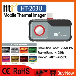 HTI HT-203U 256*192 pikseli kamera termowizyjna-20 ° C ~ 550 ° C Android typ C telefon komórkowy kamera termowizyjna na podczerwień do naprawy elektrycznej