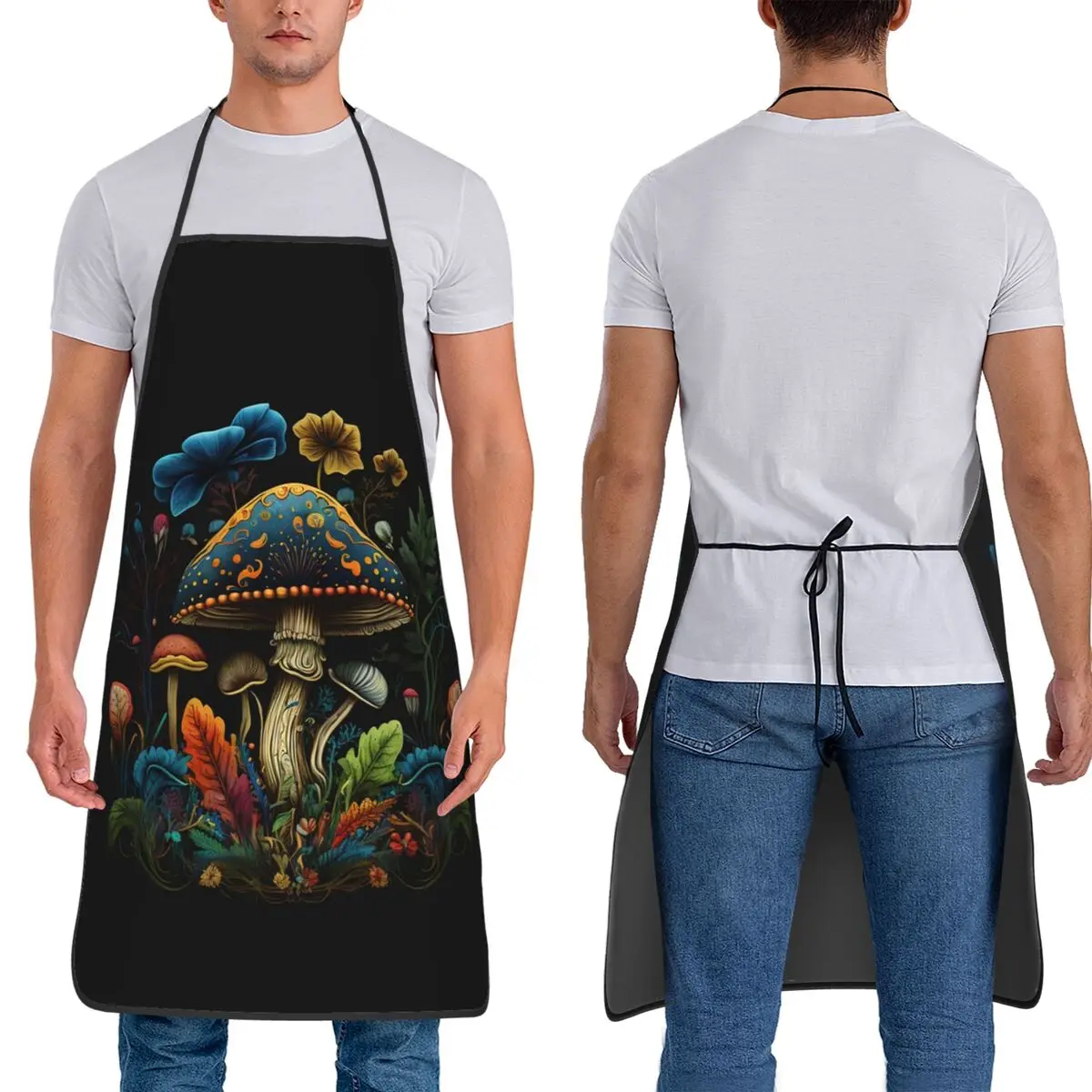 

Shroom Dark #03 Aprons Chef Cooking Cuisine Tablier Sleeveless Bib Kitchen Cleaning Pinafore for Women Men Painting