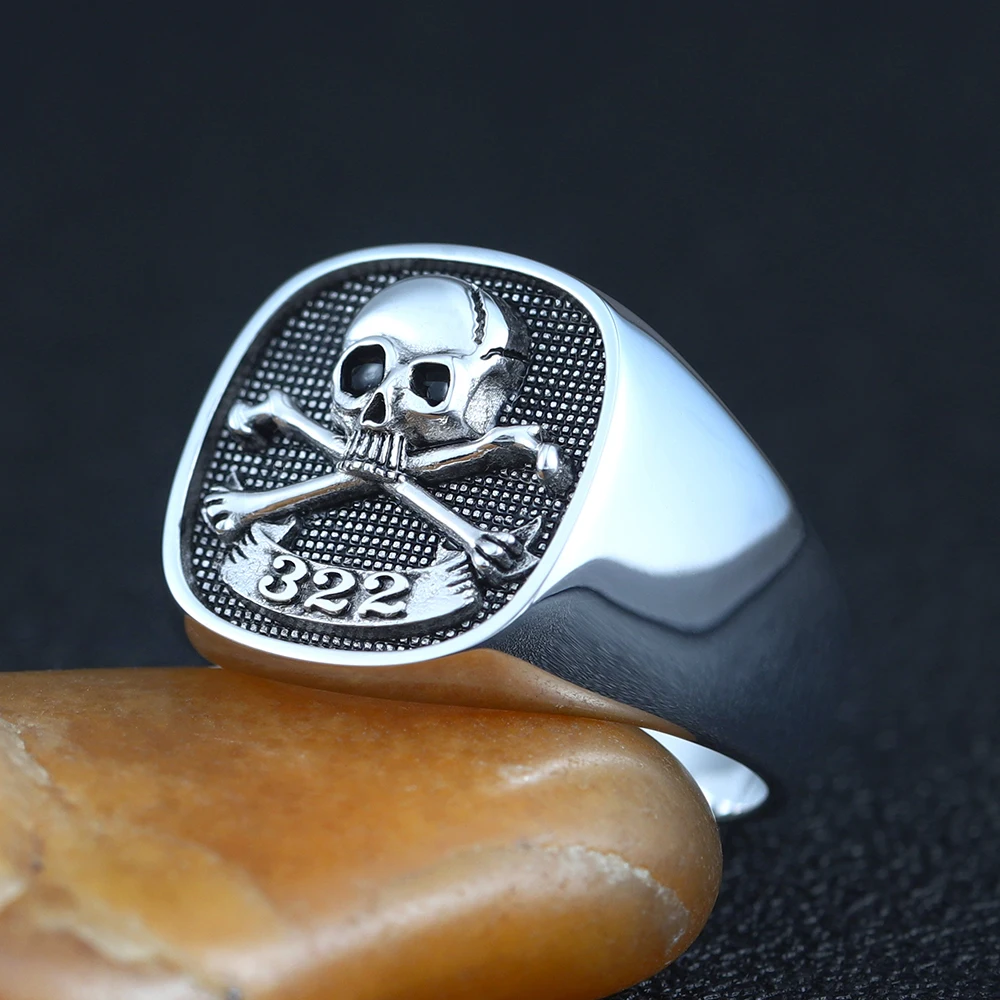 Retro Skull Bones Order Of Death Head 322 Silver Ring