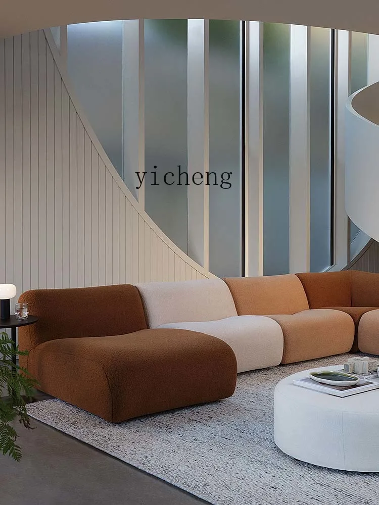 ZC Mid-Ancient Module Sofa Minimalist Living Room Large and Small Apartment Type Corner Tofu Block Combination Fabric Sofa