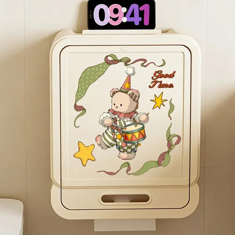 Cartoon tissue box, bathroom wall mounted roll paper, drawer paper storage box, creative waterproof shelf  toilet paper holder