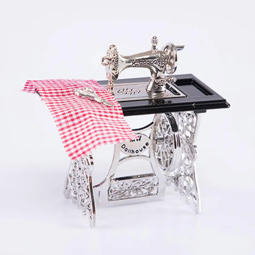 Amusing Dollhouse Sewing Machine Compact Mini Sewing Machine Furniture Accessories Toys For Kids