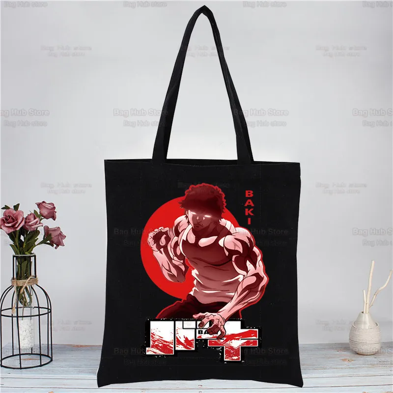 Hanma Yujirō Baki Kyokudai Taikai Travel Canvas Bags The Grappler Baki Tote Bag Shopping Grocery Bag Pures Shopper