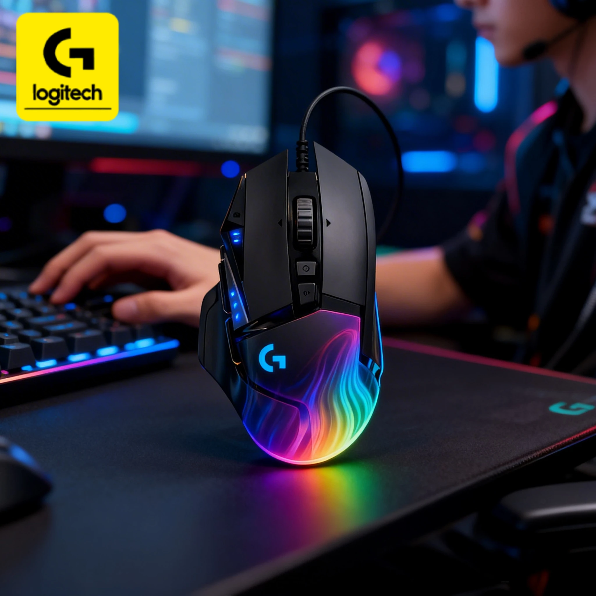 

Logitech G502/G402/G203HERO professional gaming peripherals, wired connection with zero latency
