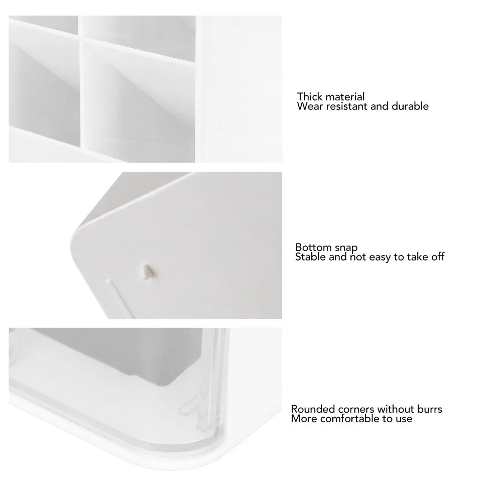 Rounded Edge Slanted Pen Holder Large Capacity Multi Compartment Desktop Organizer Lightweight Smooth Surface Drawer Storage Box