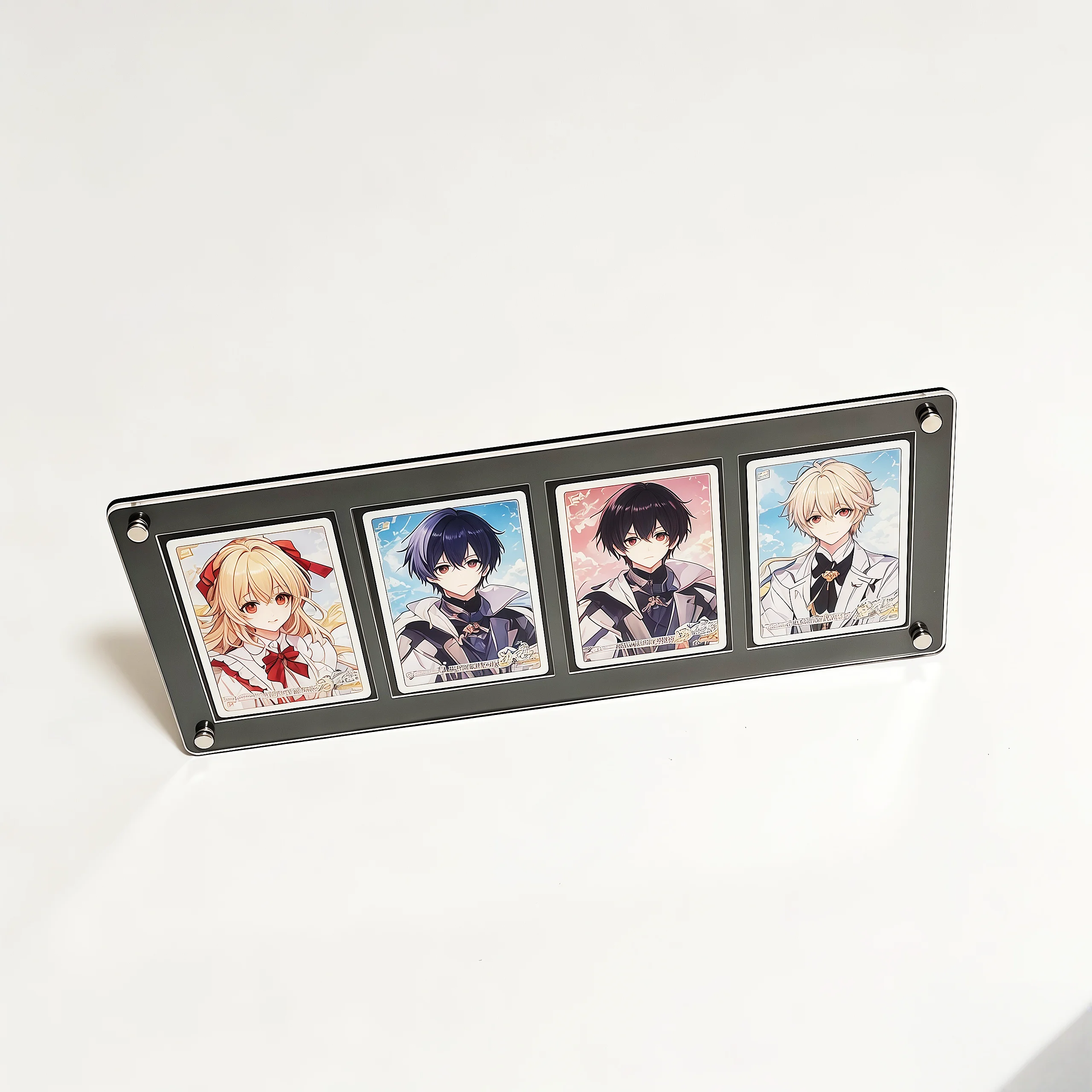4スロットブラックディスプレイスタンドポラロイド写真フレームはコレクションカードをより多く置くことができるポケモンアニメキャラクタートレーナーカード