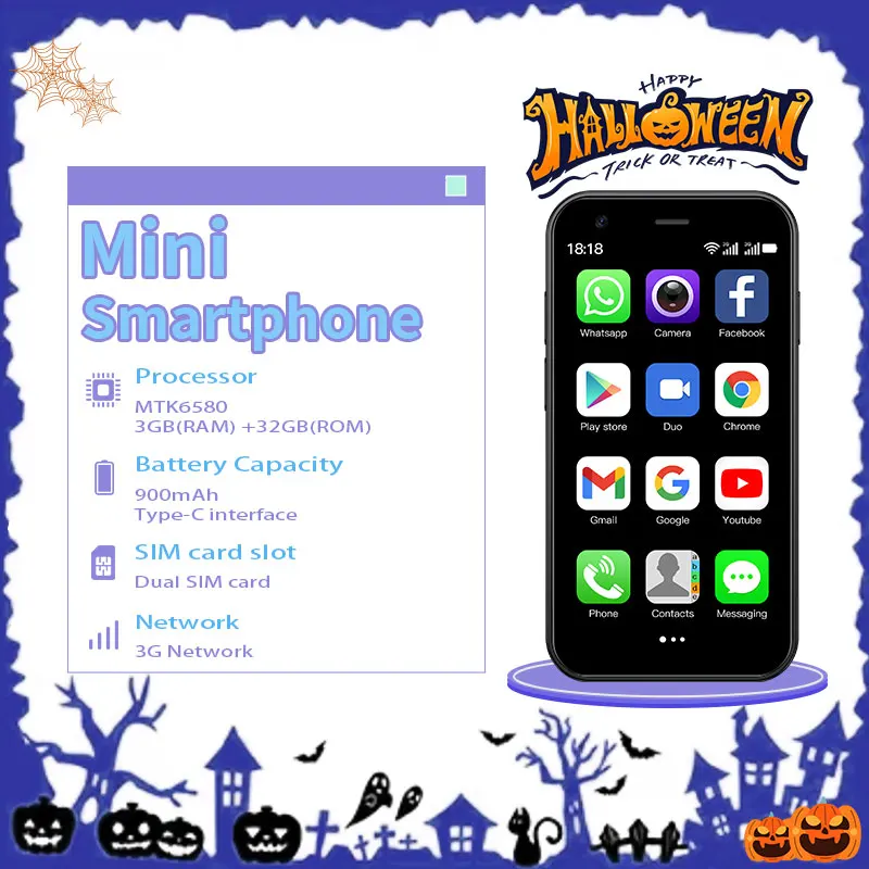 Mini24 3-inch mini smartphone Android 8.1, 3GB+32GB, dual SIM cards, ultra compact small phone backup phone, multiple colors