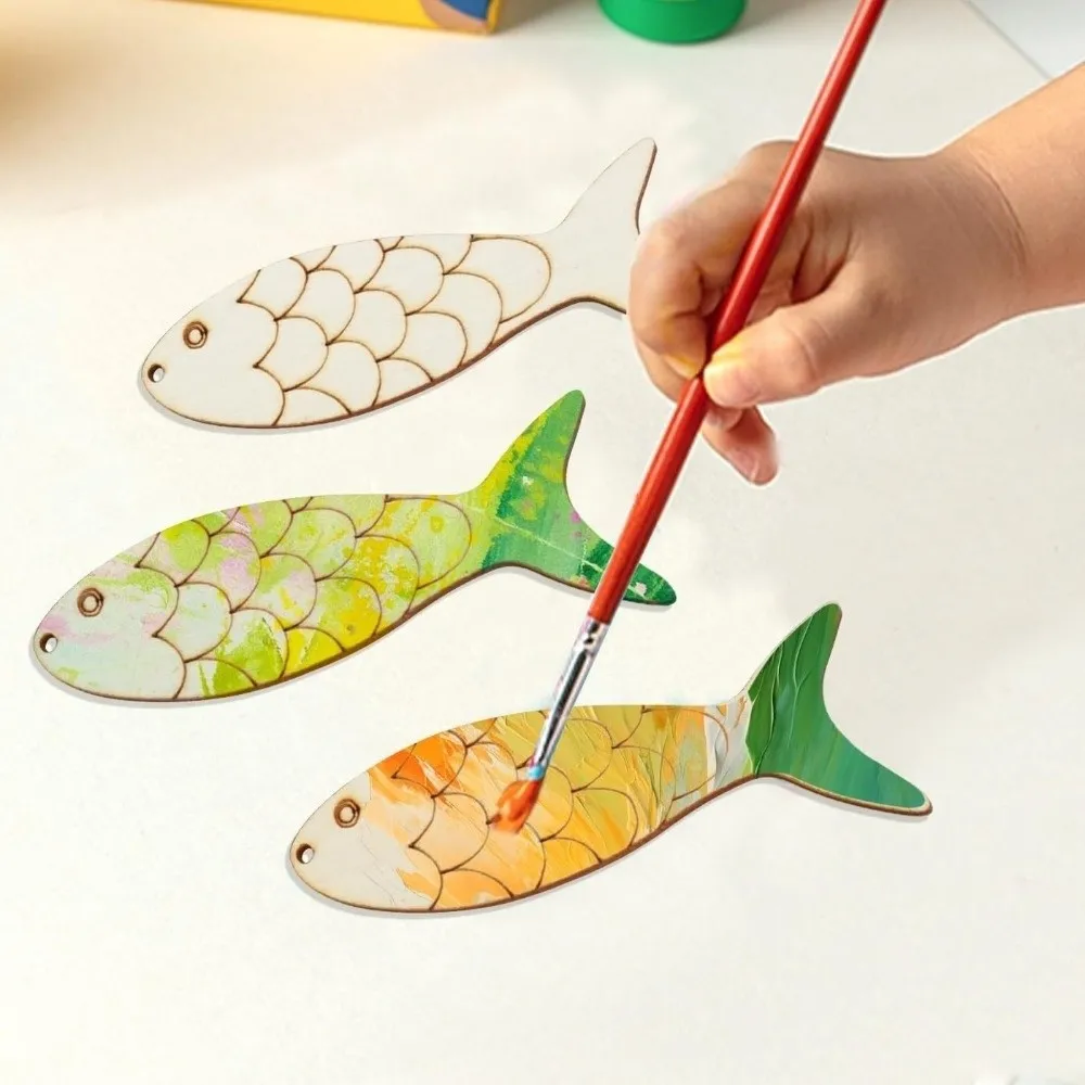 40PCS Blank Wooden Fish Cutouts Unfinished Sea Animal Painted Fish Ornaments Handmade DIY Crafts Fish Wall Decor Crafts