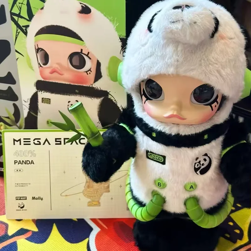

Новая подлинная фигурка Mega Space Kawaii Panda Molly 400%, модная фигурка, милая аниме-кукла, декор комнаты, игрушки, коллекционная модель, подарок