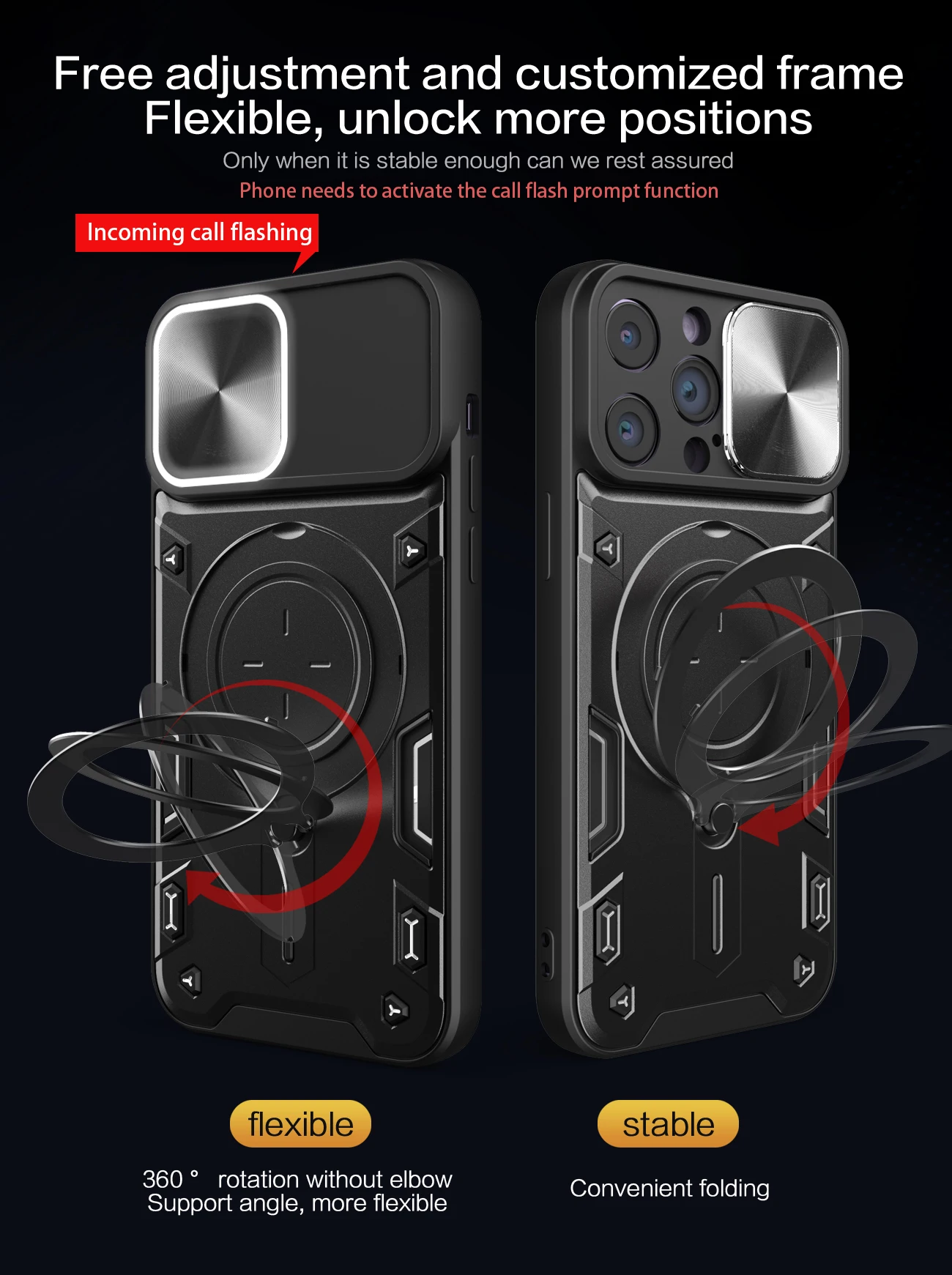 Phone Case Slide Camera Lens Protect Armor Cover For iPhone 16 Pro Max 16 Plus 15 Pro Max 15 Plus Back Cover Car Magnet Holder
