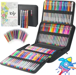 208 Pack Glitter Gel Pens Set,100 Colors Pens Include 100 Glitter Pens, 4 Metallic Sparkle Pen With 100 Refills, Canvas Bag