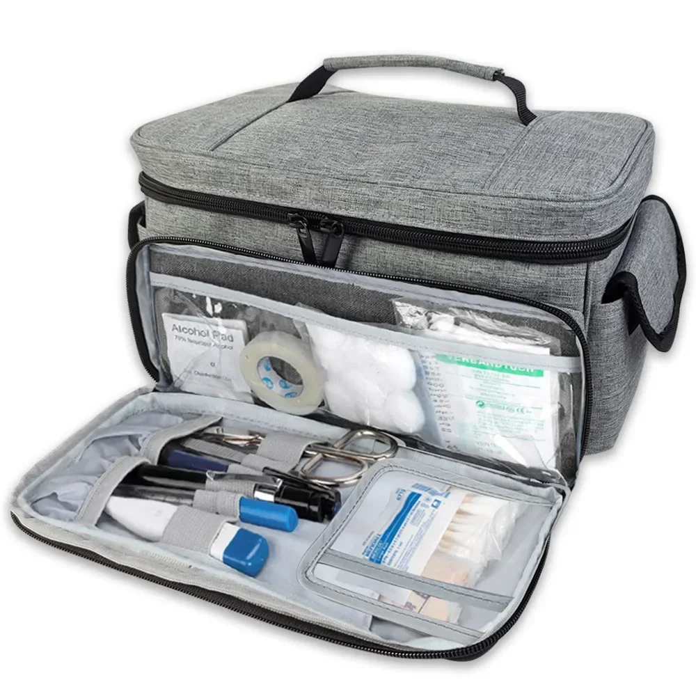 Imagem -01 - Handheld Travel Medical Kit Organizador Multifuncional de Classificação Kit de Primeiros Socorros para Casa Escola Sala de Saúde Gabinete de Medicina Clínica handheld travel medical kit organizador multifuncional de classificacao kit de primeiros socorros para casa escola sala de saude gabinete de medicina clinica 01