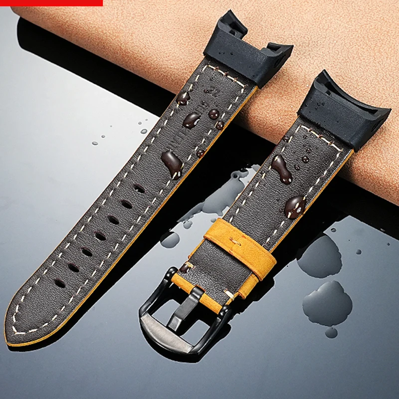 DIY frosted cowhide watch strap for Casio GST-B100/S140/1110/W130L/W300 modified vintage cowhide watchband bracelet accessories view 2