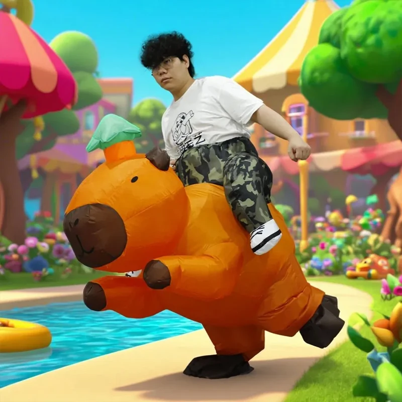 الكبار كابيبارا نفخ البدلة ركوب كابيبارا الجدة لعب الأدوار زي هالوين حفلة فستان نفخ البدلة