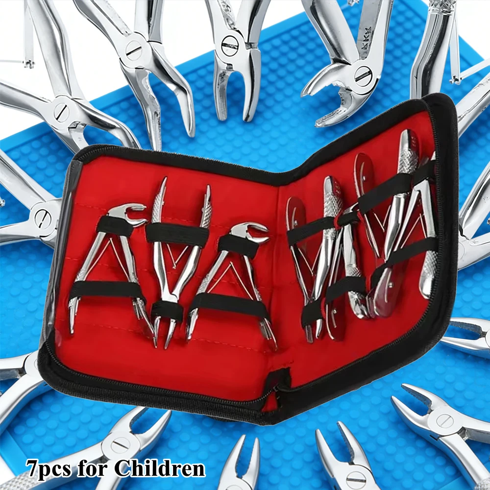 

Dental Extraction Forceps Kit for Adult Child Tooth Removal with Curved Root Elevator Oral Surgical Tools