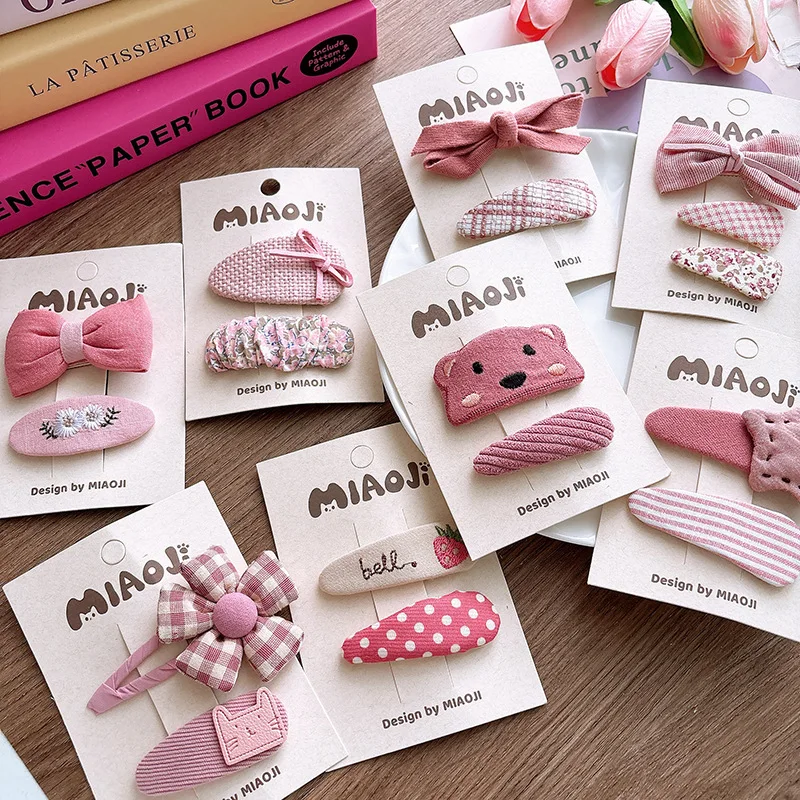 Borsa per fermagli per capelli con fiocco per bambini dolce rosa intenso in tessuto coreano, fermaglio per rompere il tessuto, accessorio per capelli da ragazza carino e versatile