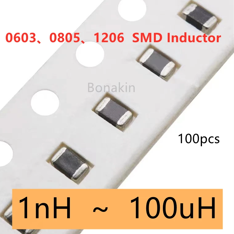 100pcs 0603 0805 1206 SMD Inductor 2.2nH 24nH 27nH 47nH 470nH 560nH 1uH 2.2uH 3.3uH 4.7uH 6.8uH 10uH 22uH 33uH 47uH 68uH 100uH