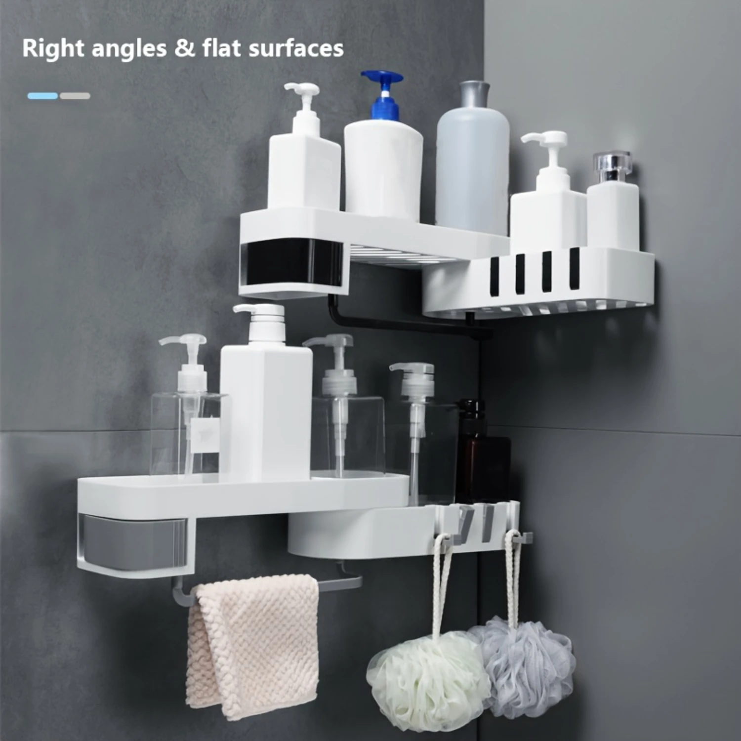 

Rotating Corner Shelf - Durable Self-Adhesive Rack for Bathroom & Kitchen