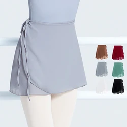 Women Ballet Skirt Tie Up Chiffon Skirts Girls Dance Dress Red Black Ballerina Tulle Skirt Adult Gymnastics Training Dance Wear