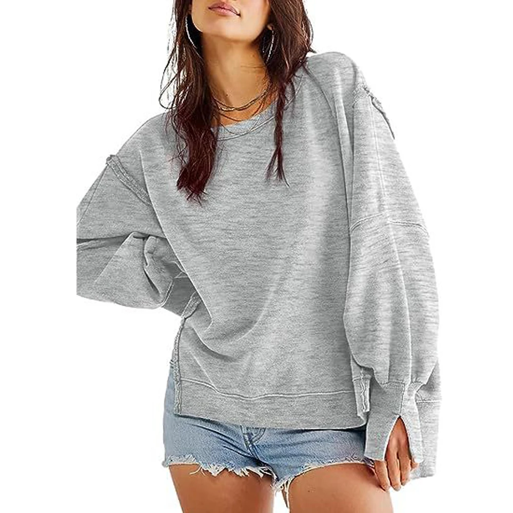 Women's crew-neck casual loose hoodie top