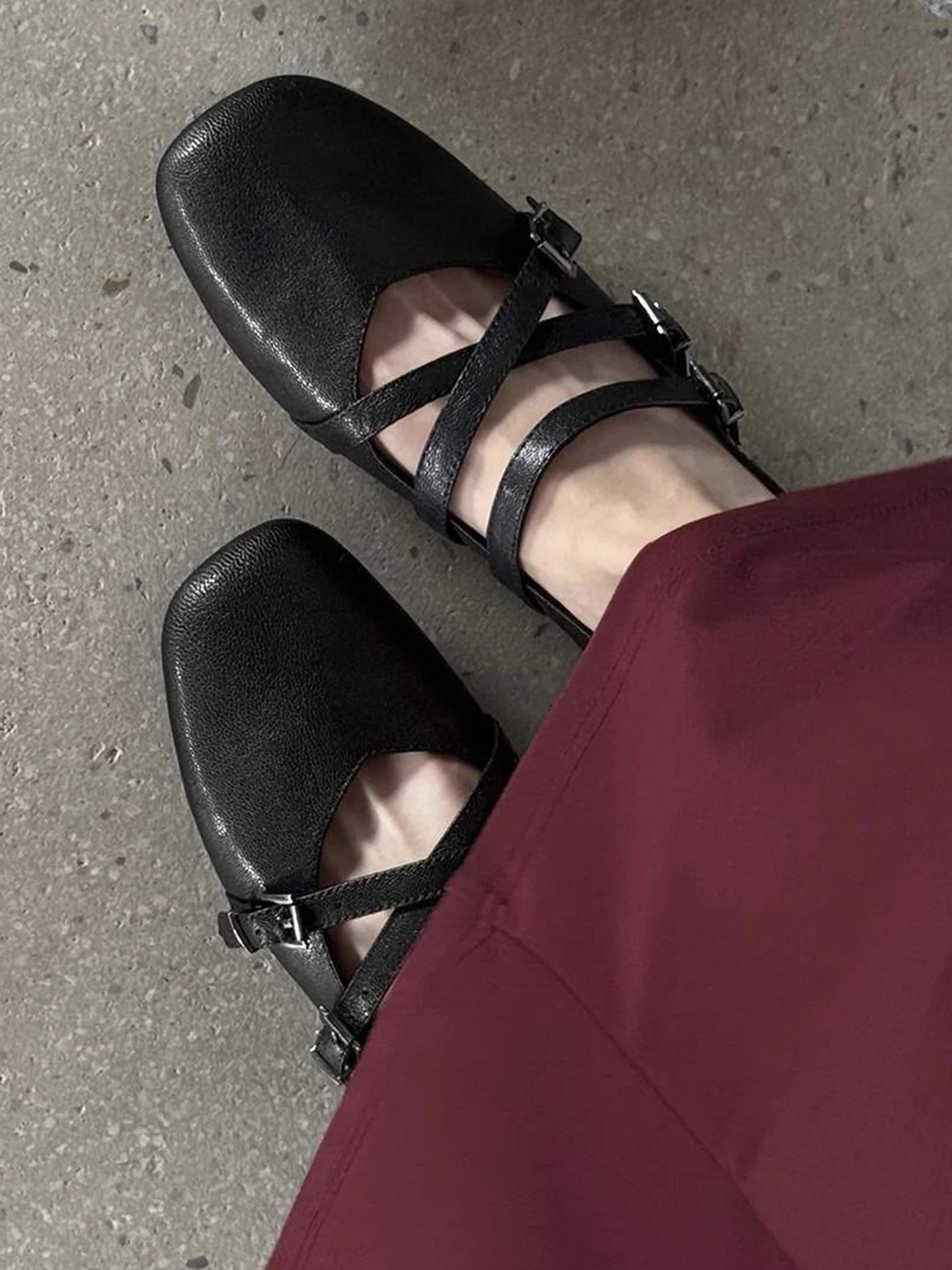 retro-style-cross-buckle-mary-jane-flat-heel-shoes-leather-slip-on-ballet-flats-comfortable-work-commute-round-toe-rubber-sole