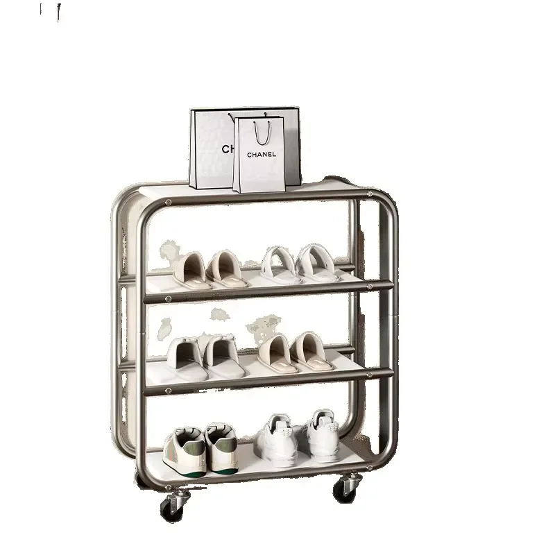 Luxury Stainless Steel Entrance Storage Rack Modular Adjustable Space Saving Shelf for Living Room Apartment Porch Organizer