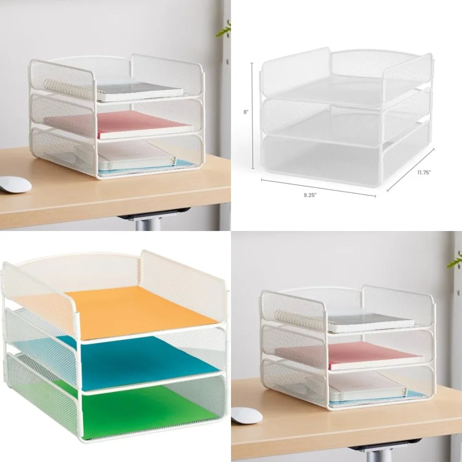 

Настольный органайзер Safco Onyx, 3 лотка для офиса и класса, сортировщик бумаги и почты из стальной сетки с белой отделкой, эффективный Sto